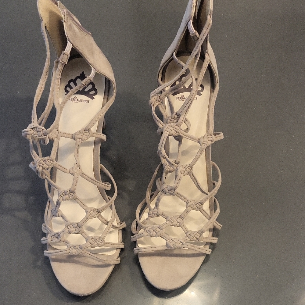 Fergalicious "HUNTRESS" Taupe Knotted Heels